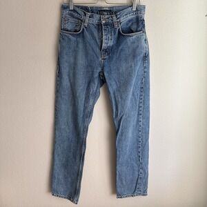 Nudie Jean Co Jeans Mens 30x30 Sleepy Sixten Celestial Orange‎ Button Fly